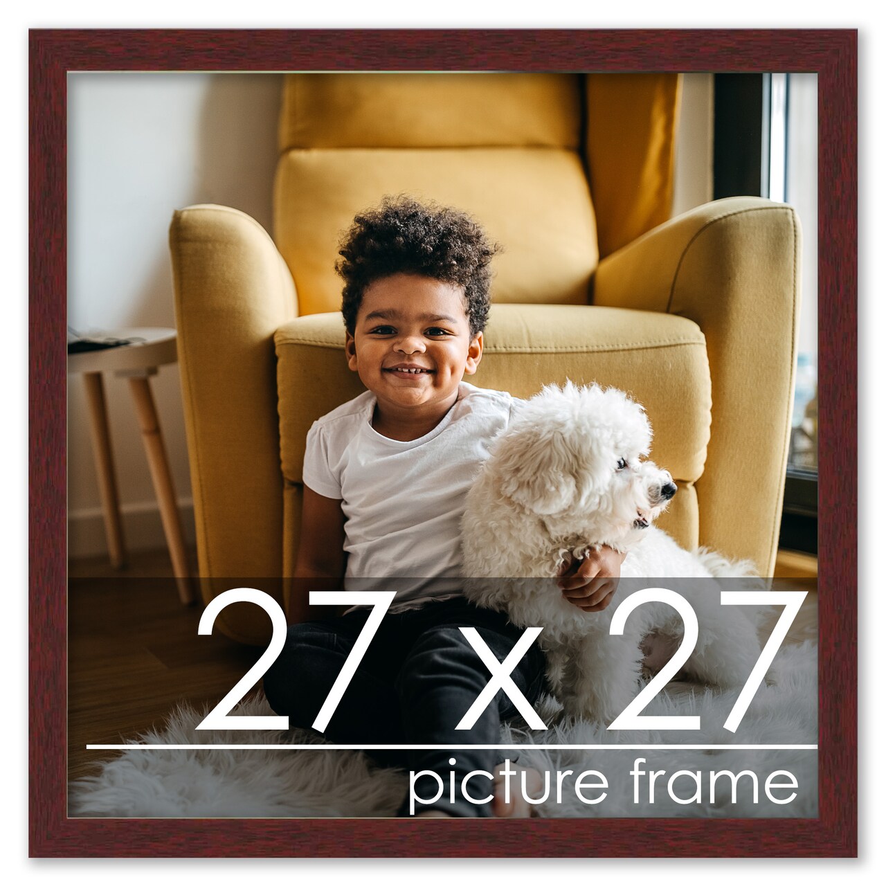 Square Minimalist Brown Picture Frame - UV Acrylic, Foam Board Backing, Hanging Hardware